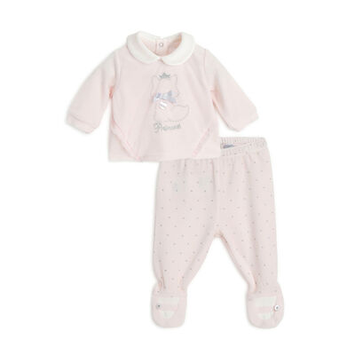 Girls Light Pink Embellished Smock with Legging